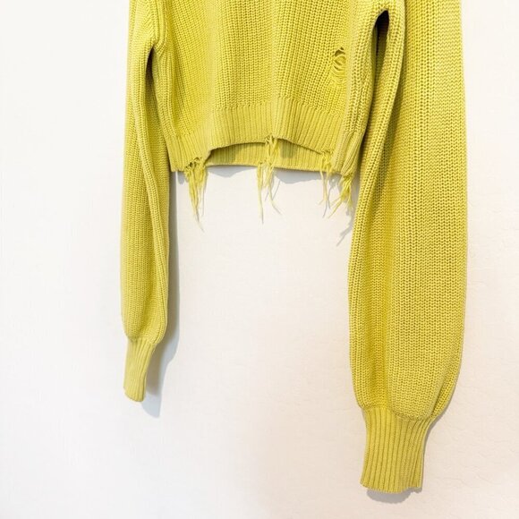 Lovers + Friends Medea Distressed Turtleneck Balloon Sleeve Knit Sweater Medium - Picture 5 of 10
